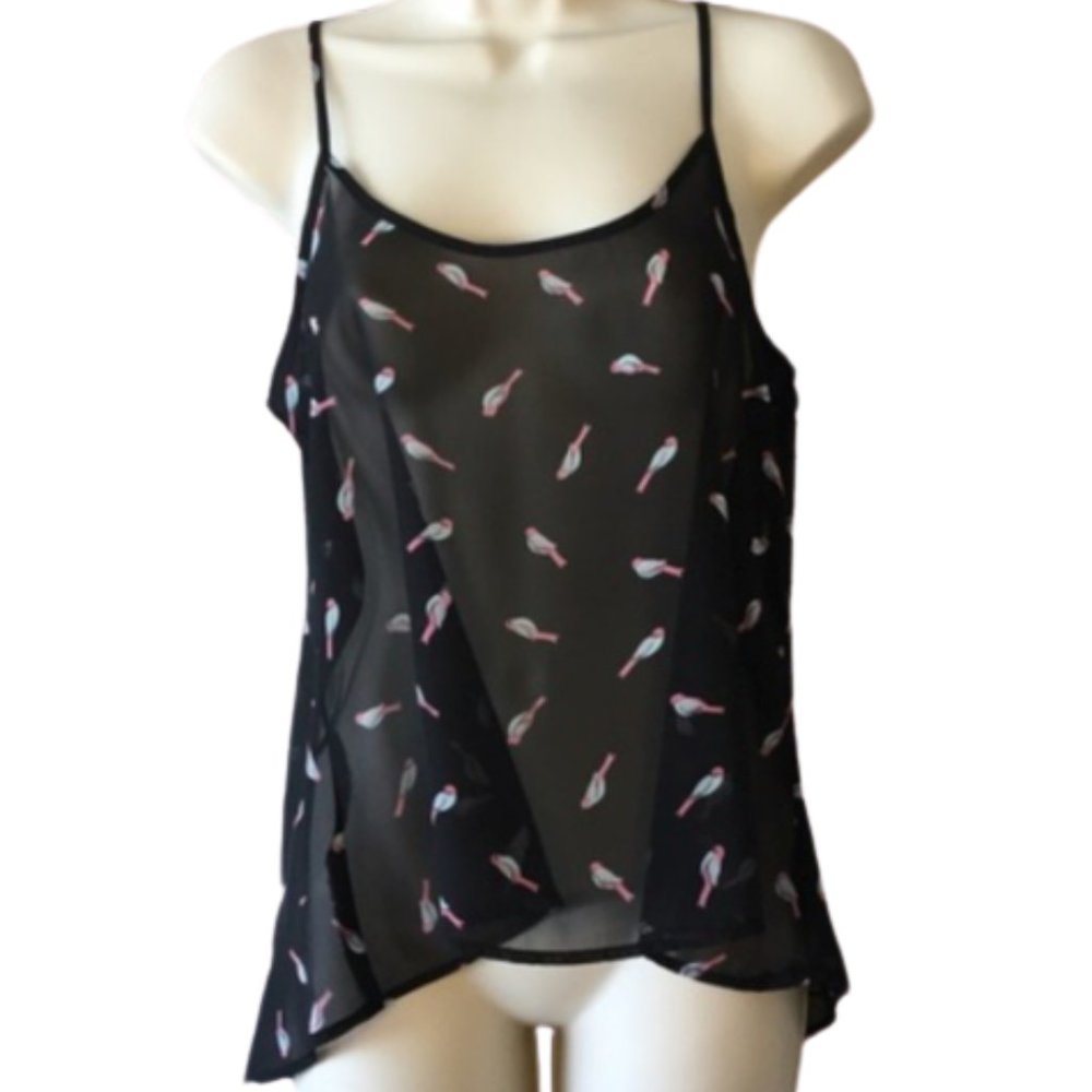 🌿Ambiance Apparel Flowy Sheer Bird Tank [L]🌿